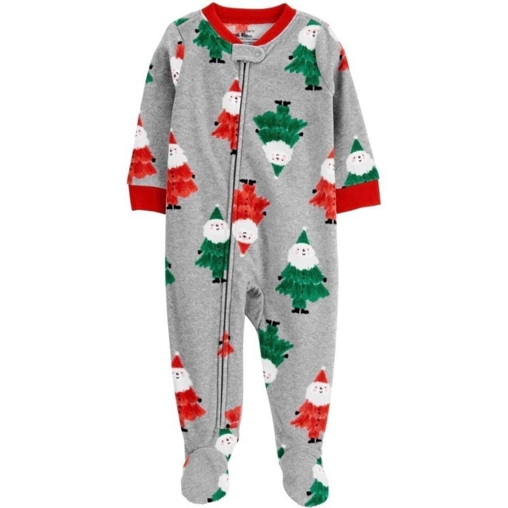 NWT Toddler 1 Piece Santa Fleece Footie PJs 3T
